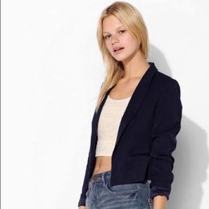 Silence + Noise Cropped Navy Jacket in Medium